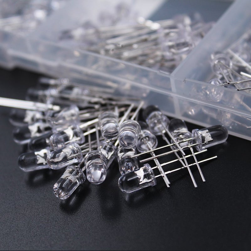 DiCUNO 200pcs 5mm Light Emitting Diodes, Round Clear LED Assorted Kit 10 Colors, White/Red/Yellow/Green/Blue/Pink/Orange/Warm White/UV/Chartreuse, 10 Colors x 20pcs Diodes - Image 4